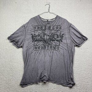 Y2K Black Karv Mens XXL T-Shirt Grey Distressed Grunge Goth Emo Affliction Style